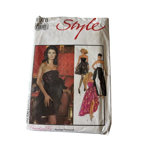 Style Womens Formal Dress Pattern 1978 Vintage 1991 Strapless Uncut 6 8 10 12 14 - Picture 1 of 2